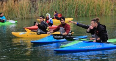 kayak y rafting en la laguna del Parque Mariano Moreno